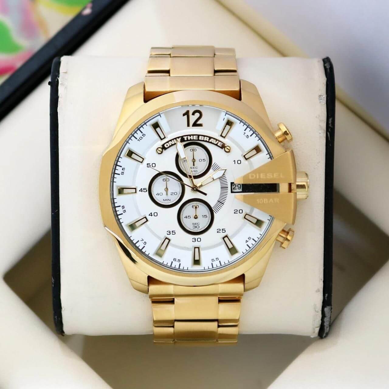 Diesel 10 Bar Golden with White Dial