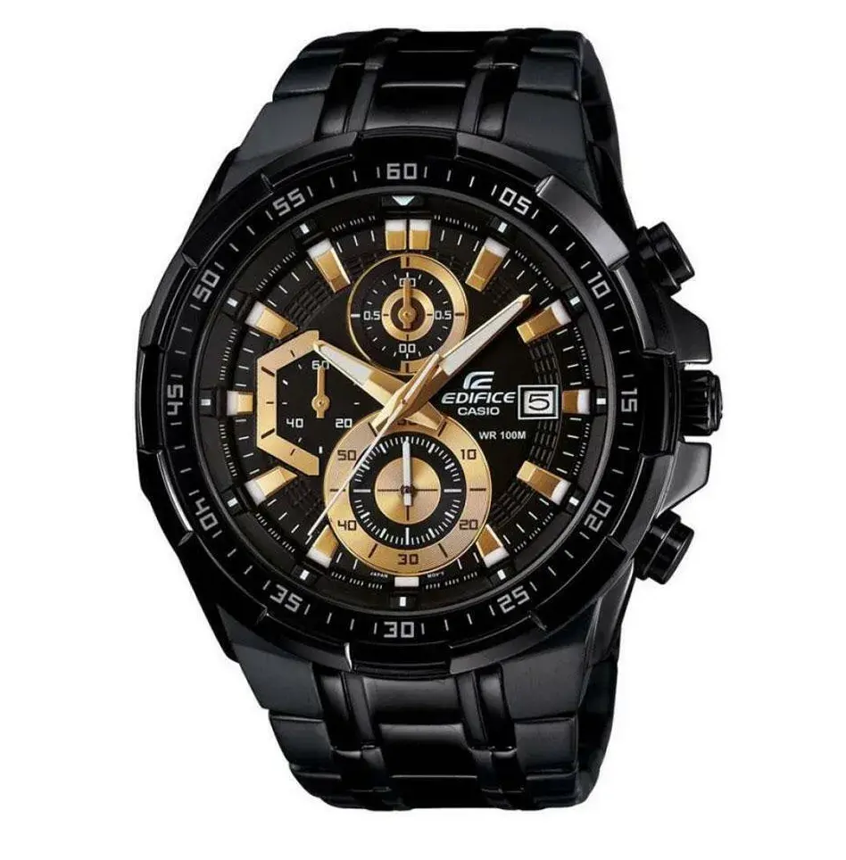 Edifice EFR539 Watch Chronograph Men Business Fashion Full Auto-Calendar Stainless Steel Mens Quartz Wrist Watch Black