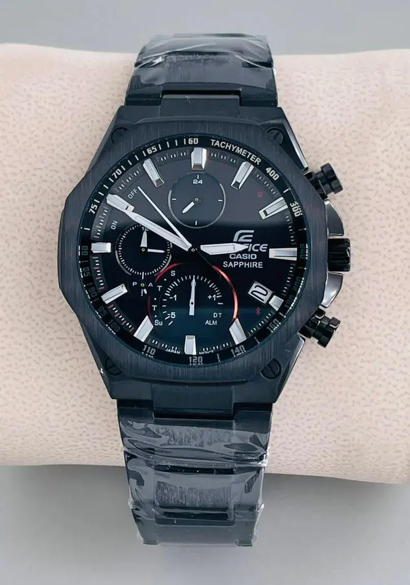 Edifice Sapphire Tachymeter High Spec Chronograph Watch Black