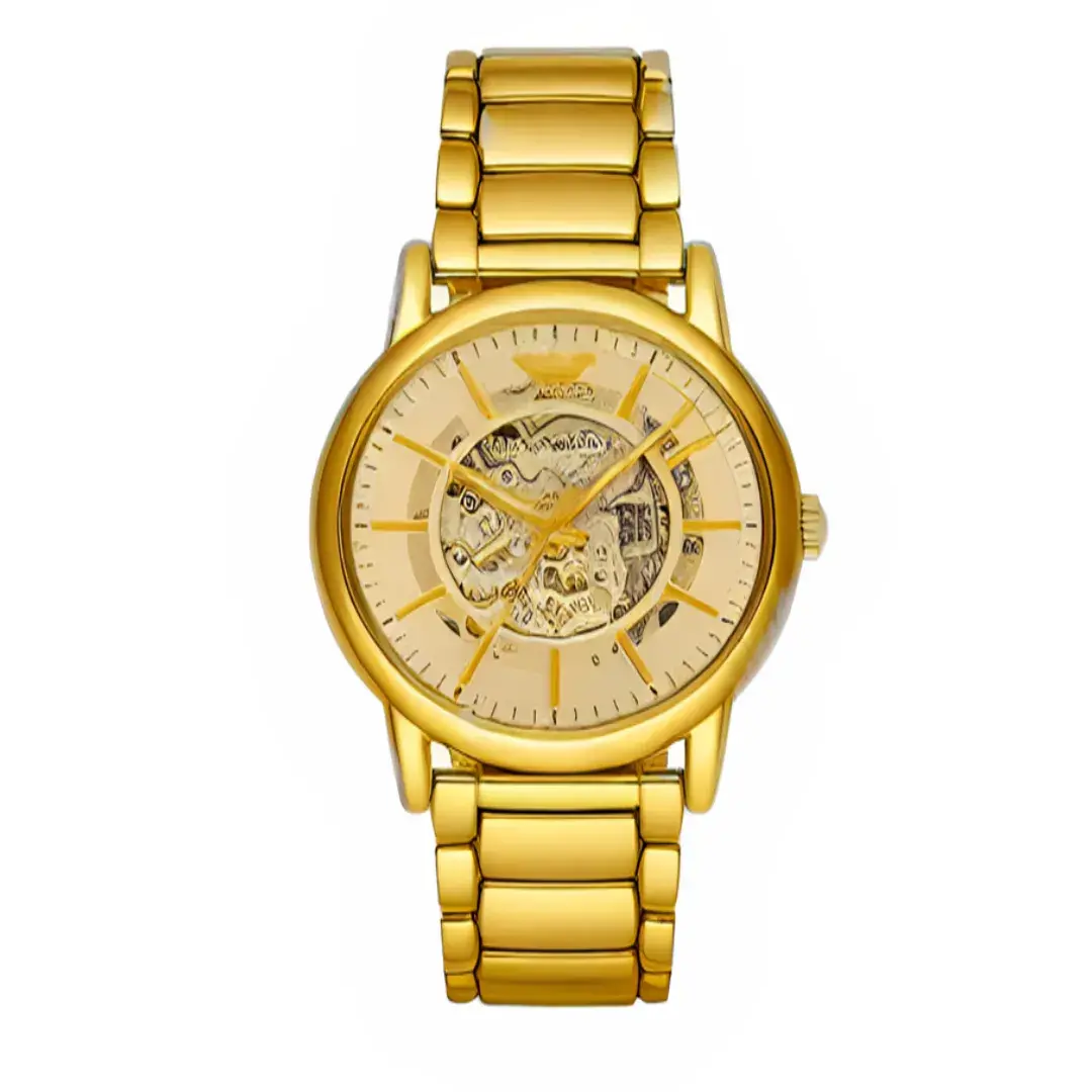 Emporio Armani Gold Watch - AR1980 Mens Meccanico Automatic Watch Golden