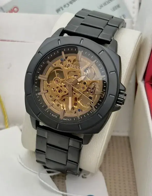 Fossil Automatic Skeleton Watch Black Dial Men's Wrist Watch