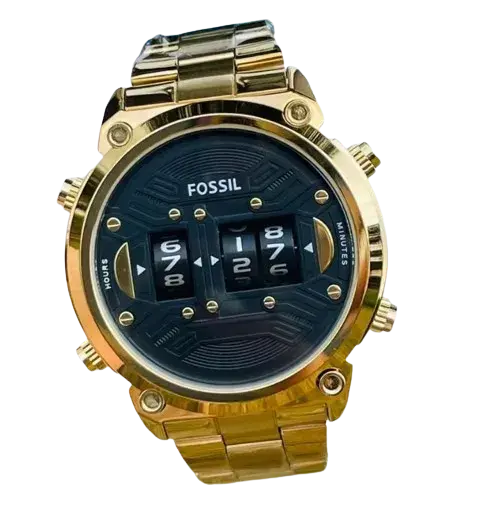Fossil Roller Watch Full Premium Collection - Black and Gold
