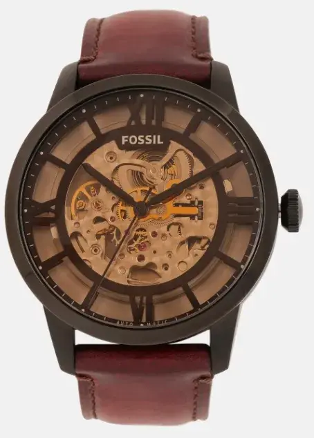 Fossil Townsman Automatic Skeleton Brown Dial Brown Leather Strap Watch for Men with Warranty Fossil Townsman Automatic Skeleton Brown Dial Brown Leather Strap Watch for Men with Warranty