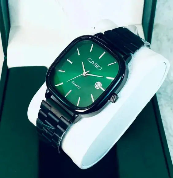 Green Dial Watch - Quartz Classic Watch For Men & Women Green & Black