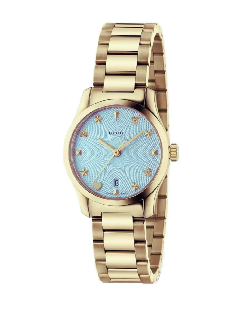 Gucci G-Timeless 27 mm Blue Dial Gold Plated Women's Watch