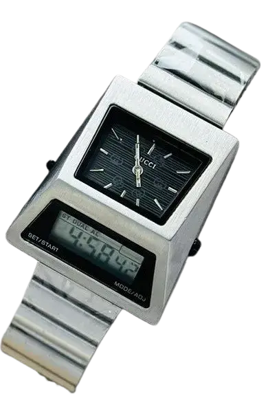 Guci Dual Time Metallic Premium Quality Benly Design Watch Black Dial - GU01 Guci Dual Time Metallic Premium Quality Benly Design Watch Black Dial - GU01