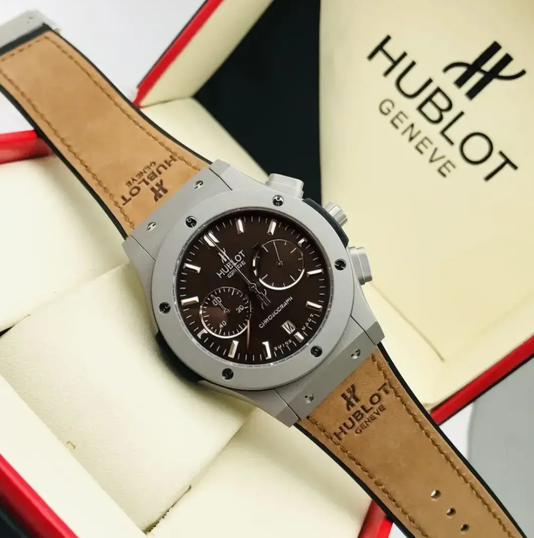 Hublot Chronograph Watch - Hublot Brown Leather Strap Watch