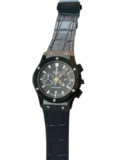 Hublot Classic Fusion Chronograph Black Leather Strap Watch