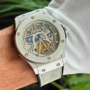 Hublot Geneve - Hublot Leather Strap Stylish Unisex Watch full Grey