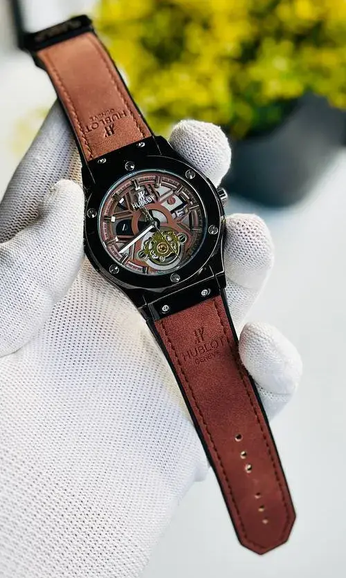 Hublot Leather Strap Unisex Brown Watch HB04