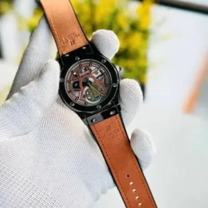 Hublot Leather Strap Unisex Brown Watch HB06