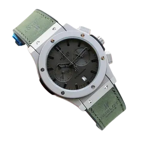 Hublot Watches Big Bang Calendar Green Leather Strap Watch Chronograph Working Model