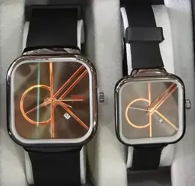 Leather Strap Analog Branded Couple Watch for Men and Women - Combo of 2 Leather Strap Analog Branded Couple Watch for Men and Women - Combo of 2