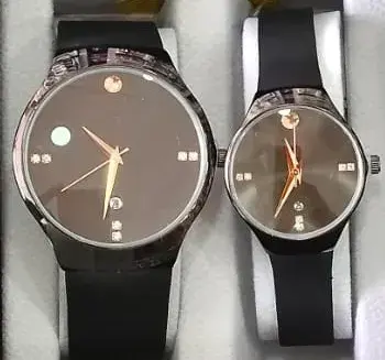 Leather Strap Analog Branded Couple Watchs for Men and Women - Combo of 2 Leather Strap Analog Branded Couple Watchs for Men and Women - Combo of 2