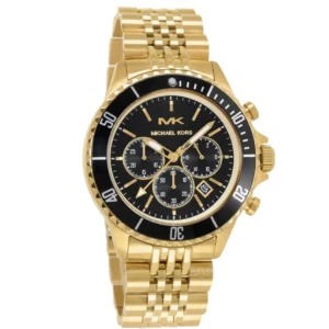 Michael Kors Men’s Chronograph Stainless Steel Gold and Black Dial 44mm Watch MK8726
