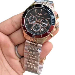 Michael Kors Men’s Chronograph Stainless Steel Rose Gold and Black Dial 44mm Watch MK8726
