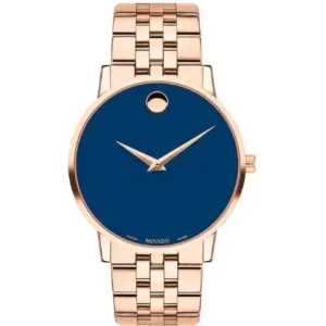Movado Museum Swiss Analog Gold & Blue Round Watch MM03