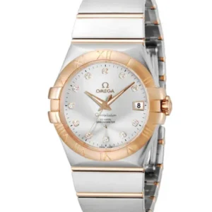 Omega Constellation Co-Axial Chronometer Rose Gold Bezel White Dial Gents Watch