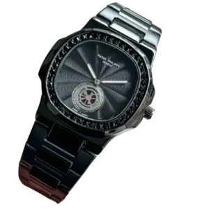 Patek Phillipe Diamond Watch Full Black Nautilus Model - PPDB