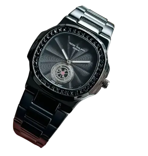 Patek Phillipe Diamond Watch Full Black Nautilus Model - PPDB Patek Phillipe Diamond Watch Full Black Nautilus Model - PPDB