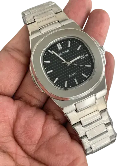 Patek Phillipe Geneve Black Dial Stainless Steel Luxury Men's Watch