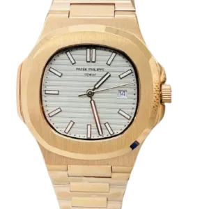 Patek Phillipe Geneve Gold Watch with White Dial Luxury Men's Watch