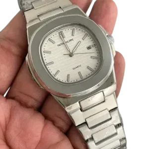 Patek Phillipe Geneve Stainless Steel Watch with White Dial Luxury Men's Watch