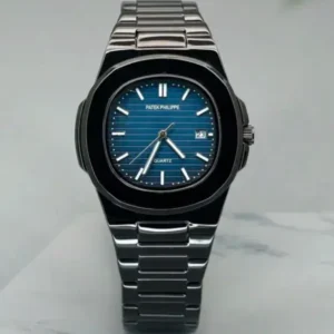 Patek Phillipe Mens Watch - Patek Phillipe Geneve Blue Dial Black Strap Stainless Steel Luxury Watch