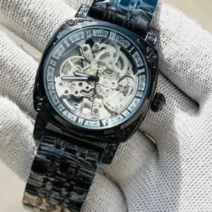 Penerai Silver Open Heart Automatic Watch Black