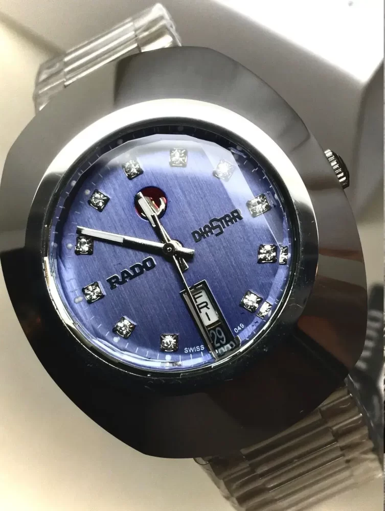 Rado Diastar Watches Vintage Automatic Men's Wrist Watch Silver Blue Dial