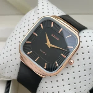 RDO Branded Slim Square Watch - Black