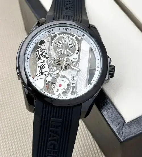 Tag CR7 Quartz Watch for Men Black Leather Strap Watch and White Dial - TH10