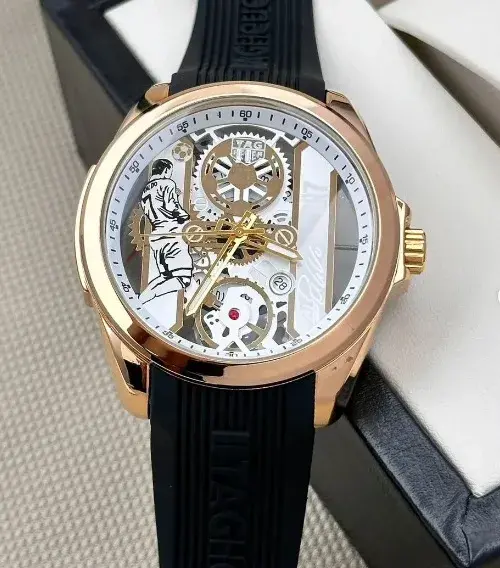 Tag CR7 Quartz Watch for Men Black Leather Strap White Dial - TH08