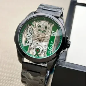 Tag CR7 Quartz Watch for Men Black Metal Strap and Green - TH01