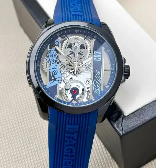 Tag CR7 Quartz Watch for Men Blue Leather Strap Watch with Blue Dial - TH11