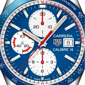 TagHeuer Calibre 16 Blue Leather Strap Watch for Men