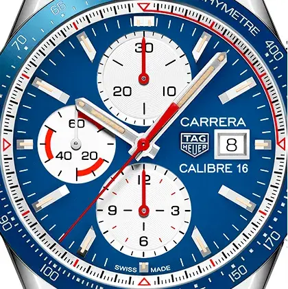 TagHeuer Calibre 16 Blue Leather Strap Watch for Men