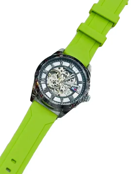 TH Automatic Premium Quality Green Leather Strap Watch