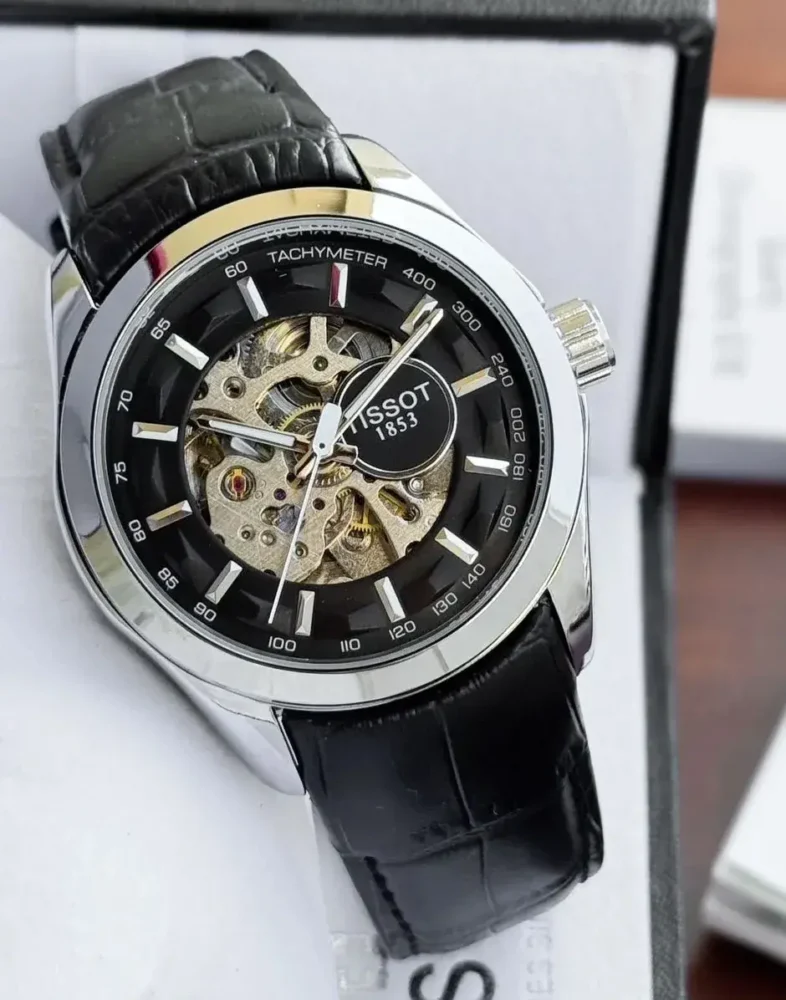 Tissot 1853 Watch Price in India - Tissot Automatic Black Leather Watch for Men