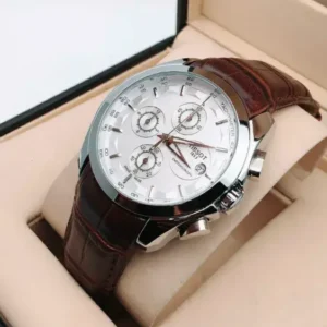 Tissot Couturier 1853 Chronograph Leather Watch - White Dial & Brown Strap