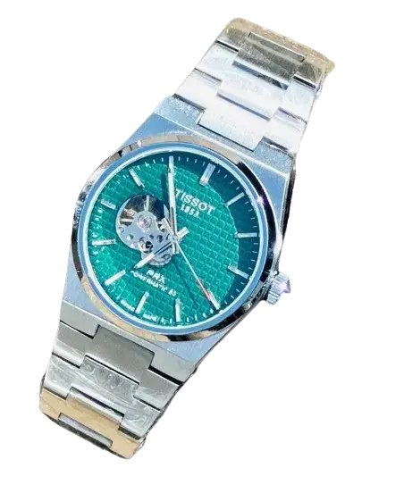 Tissot Watches , PRX 1853 Powermatic 80 Stainless Steel Green Dial Open Heart Automatic Men's Watch