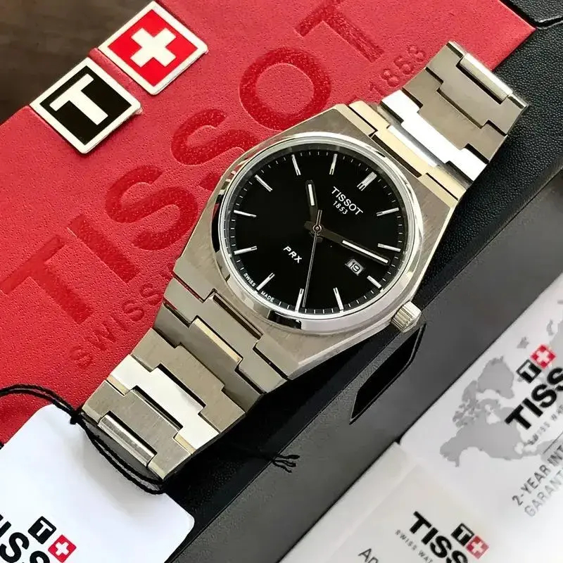 Tissot Watches PRX Powermatic Stainless Steel Mens Watch Black & Silver