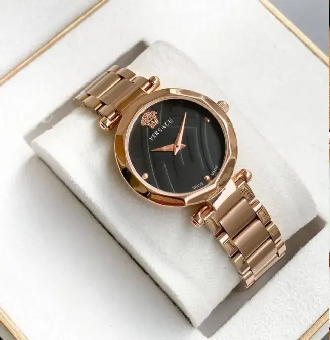 Versace Diva Chain Watch for Women's- Premium Quality Gold & Black