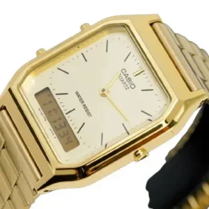 Vintage Retro Dual Time Gold Watch AQ - DTG