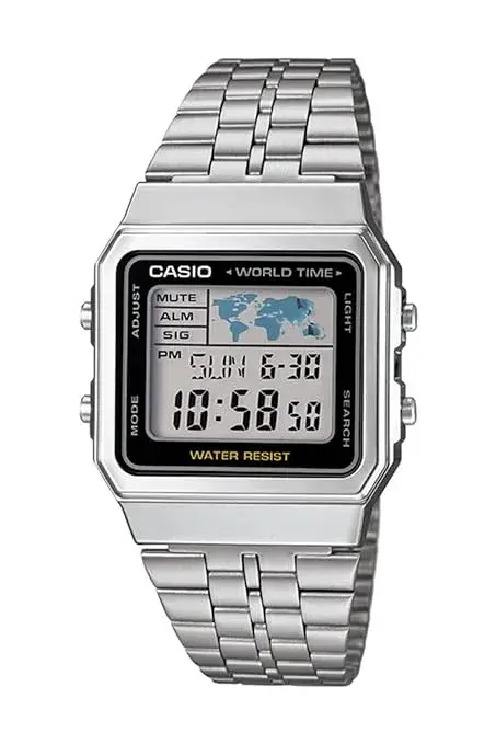 vintage watches - Digital Grey Dial Unisex's Watch-A500WA-1DF SIL